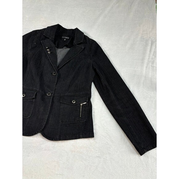 CONRAD C COLLECTION BLACK BUTTON UP STUDDED BLAZER JACKET SIZE 8 - Picture 3 of 12